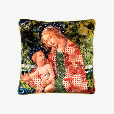 Wolf & Badger Red / Green / Blue Marbled Madonna Velvet Cushion Susi Bellamy