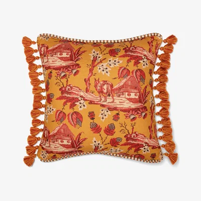 Wolf & Badger Neutrals / Yellow / Orange Namlos Linen Square Cushion By Mindthegap