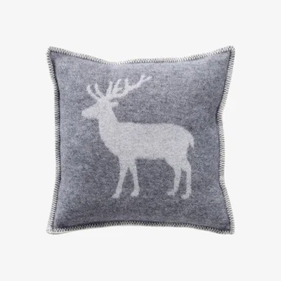Wolf & Badger Grey / Neutrals / White Grey Deer Wool Cushion J. j.textile