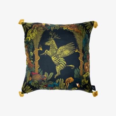 Wolf & Badger Green Silk Cushion The Beauty Of Diversity Ilona Tambor