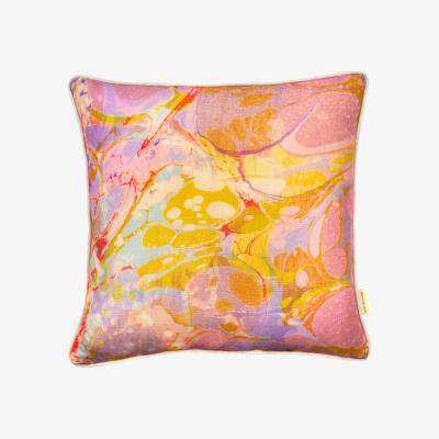 Wolf & Badger Green / Pink / Purple Lavender Tapestry Linen Cushion Susi Bellamy