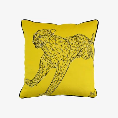 Wolf & Badger Yellow / Orange Cheetah Cushion - Yellow & Black Marokka Design