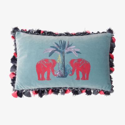 Wolf & Badger Malabar Ocean Velvet Cushion Bivain