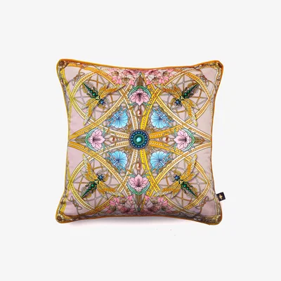 Wolf & Badger Gold / Pink / Purple Zellandine Rosé Velvet Cushion The Curious Department
