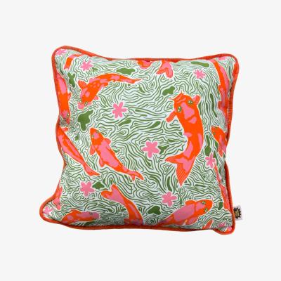 Wolf & Badger Green Koi Cushion The Neighbourhood Threat