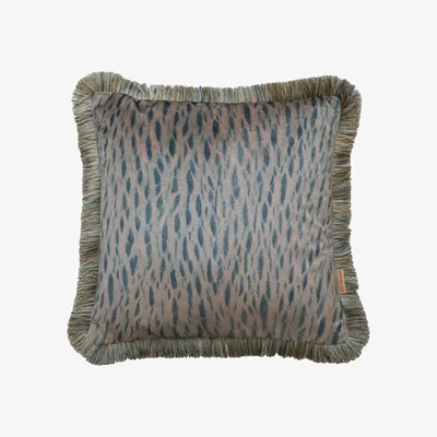Wolf & Badger Ruched Dove Grey Veneer Velvet Cushion Susi Bellamy
