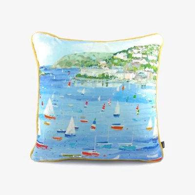 Wolf & Badger Blue Salcombe Velvet Cushion David Watson