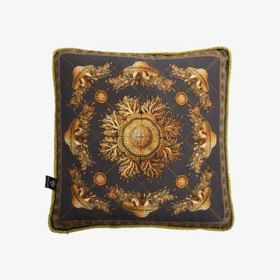 Wolf & Badger Neptunian Grey Silk Cushion With Brown Back Bivain
