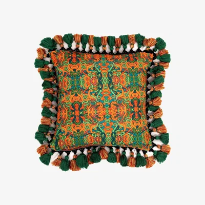 Wolf & Badger Fringed All Over Snakes And Paisley Print Cushion One Size Janara Jones