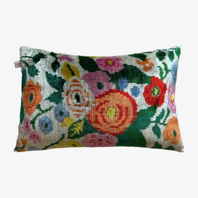 Wolf & Badger Floral Velvet Ikat Cushion Punica