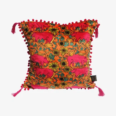 Wolf & Badger Yellow / Orange The Country Pig Brights Cushion One Size Laura B Interiors