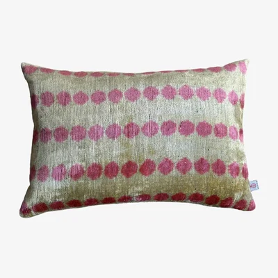 Wolf & Badger Velvet Ikat Cushion - Yellow & Pinki Punica
