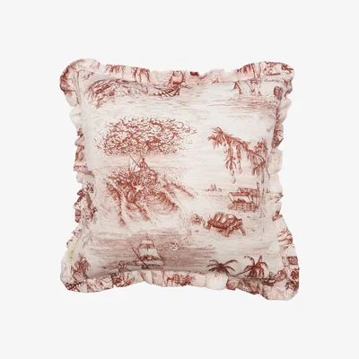 Wolf & Badger Red / White Navigo Igneus Pleat Cushion Wildmore