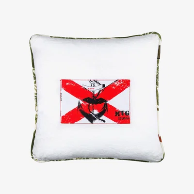 Wolf & Badger Green / Black / White Naval Flag Ii Linen Square Cushion Mindthegap