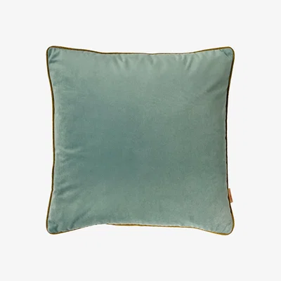 Wolf & Badger Yellow / Orange / Green Aqua Velvet Cushion Susi Bellamy