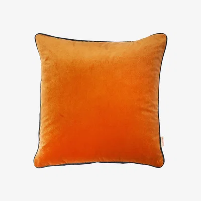 Wolf & Badger Black / Yellow / Orange Nutmeg Velvet Cushion Susi Bellamy