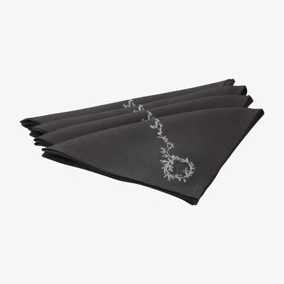 Wolf & Badger Grey Wreath Napkins Irish Linen House