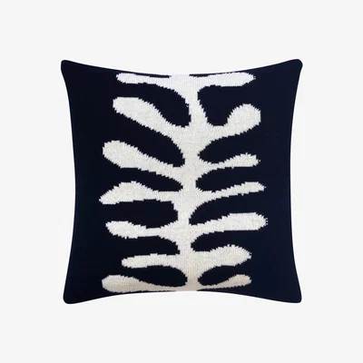 Wolf & Badger Organic Shape Wool & Cashmere Knitted Cushion Black Ingmarson