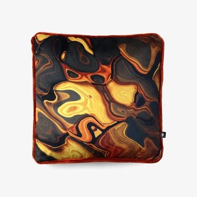 Wolf & Badger Gold / Brown / Yellow Tiger's Eye Velvet Cushion The Curious Department