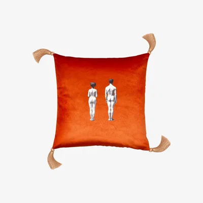 Wolf & Badger Yellow / Orange Models Velvet Cushion Burnt Orange Melody Rose London