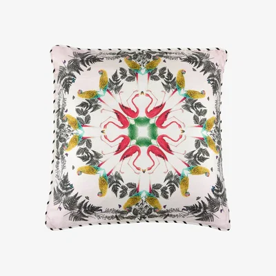 Wolf & Badger White Paradise Large Silk Cushion Bivain