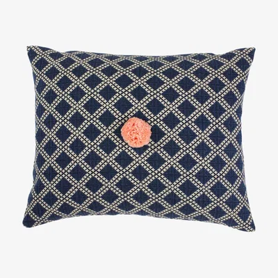 Wolf & Badger Celia Indigo Diamond Cushion Ondine Ash