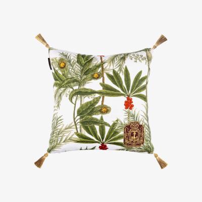 Wolf & Badger Yellow / Orange / Green Madagascar Linen Square Cushion By Mindthegap