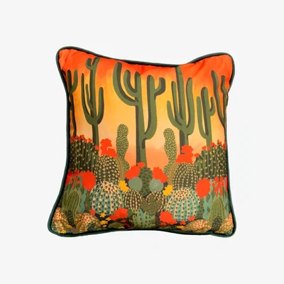 Wolf & Badger Green / Yellow / Orange Cactus Cushion The Neighbourhood Threat