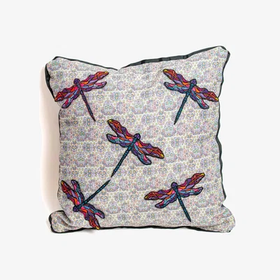 Wolf & Badger Jacquard Decorative Cushion With Sculls Print And Dragonfly Embroidery One Size Janara Jones