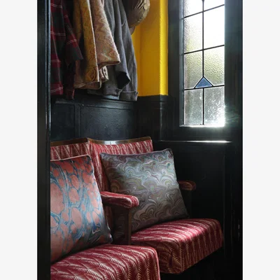 Wolf & Badger Brown / Green / Blue Barley Venus Velvet Cushion One Size Susi Bellamy