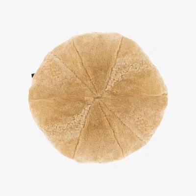 Wolf & Badger Brown Shearling Round Throw Pillow - Gingersnap Therma Kota