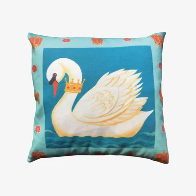 Wolf & Badger Blue Limited Edition The King's Swan Cushion Large Dog & Dome