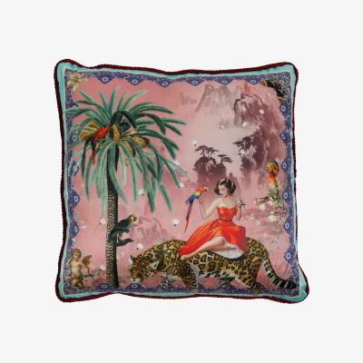 Wolf & Badger Pink / Purple Mary Silk Cushion - Pink & Purple Myrtle & Mary