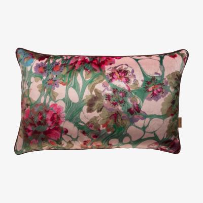 Wolf & Badger Pink / Purple / Blue Pink Rose Marbled Velvet Cushion One Size Susi Bellamy
