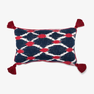 Wolf & Badger Blue / White / Red Seebensee Rectangular Cushion By Mindthegap
