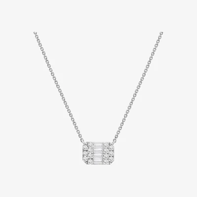 Wolf & Badger Women's White Diamond Cushion Necklace Gold | Miki & Jane