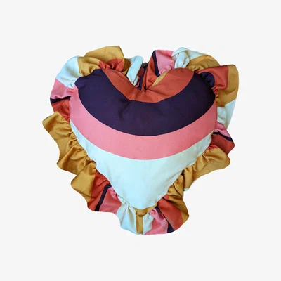 Wolf & Badger Yellow / Orange / Brown Young Hearts Ruffle Cushion In Sunset Suite Weirdstock