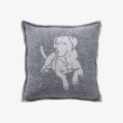 Wolf & Badger Grey / Neutrals / White Grey Dog Wool Cushion J. j.textile