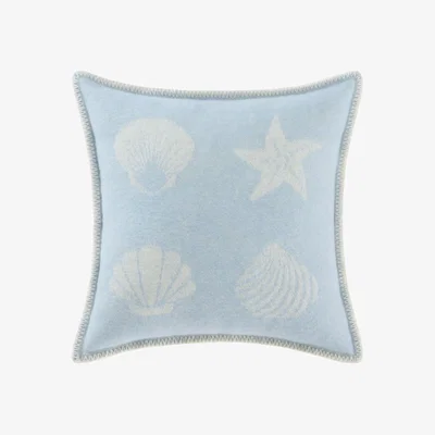 Wolf & Badger Blue / White Seashells Wool Cushion J. j.textile