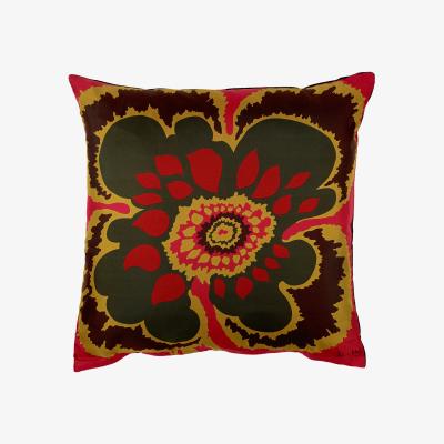 Wolf & Badger Red / Green / Yellow Ruby Elsa Silk & Velvet Cushion Richard Allan London