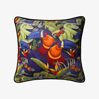 Wolf & Badger The Tropical Toucan Cushion Cotton Emily Carter