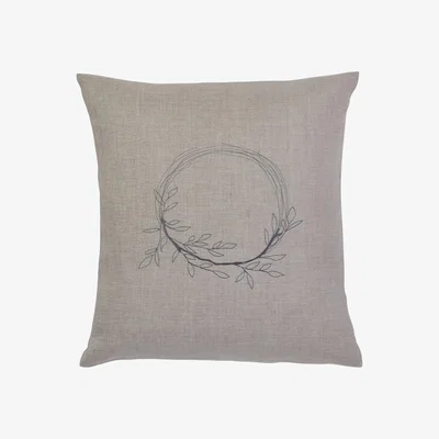 Wolf & Badger Neutrals Wild Wreath Natural Cushion Irish Linen House