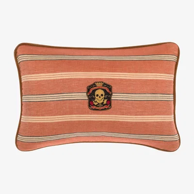 Wolf & Badger Neutrals / Yellow / Orange Oregon Stripes Orange Washed Linen Rectangular Cushion By Mindthegap