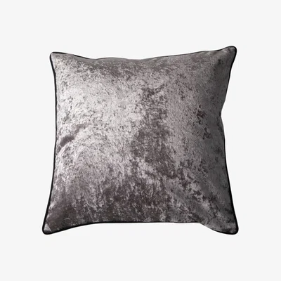 Wolf & Badger Grey Velvet Cushion With Black Piping Bivain