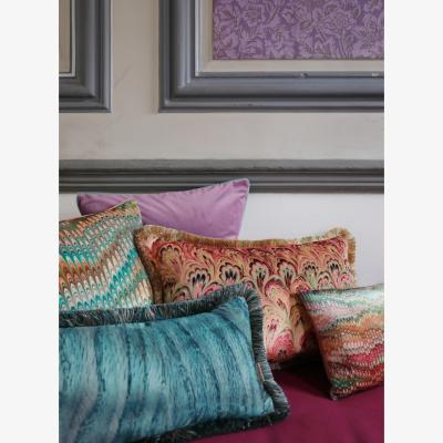 Wolf & Badger Blue Ruched Viridian Grain Velvet Cushion Susi Bellamy