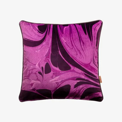 Wolf & Badger Black / Pink / Purple Violet Swathe Velvet Cushion One Size Susi Bellamy