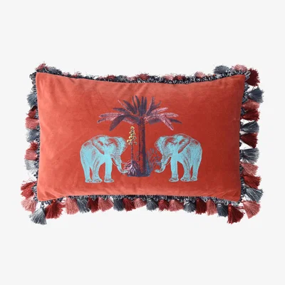 Wolf & Badger Malabar Coral Velvet Cushion Bivain