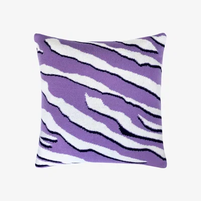 Wolf & Badger Pink / Purple Wild Tiger Wool & Cashmere Knitted Cushion Lilac Ingmarson