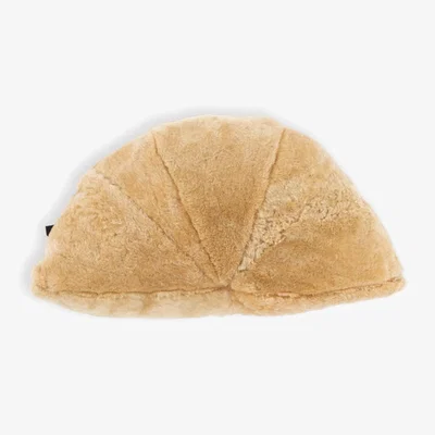 Wolf & Badger Brown Shearling Throw Pillow, Half Moon - Gingersnap Therma Kota
