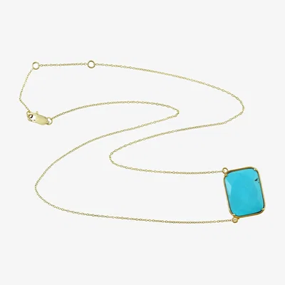 Wolf & Badger Women's Gold / Blue Cushion Shape Sleeping Beauty Turquoise Pendant With Necklace18K Gold Artisan